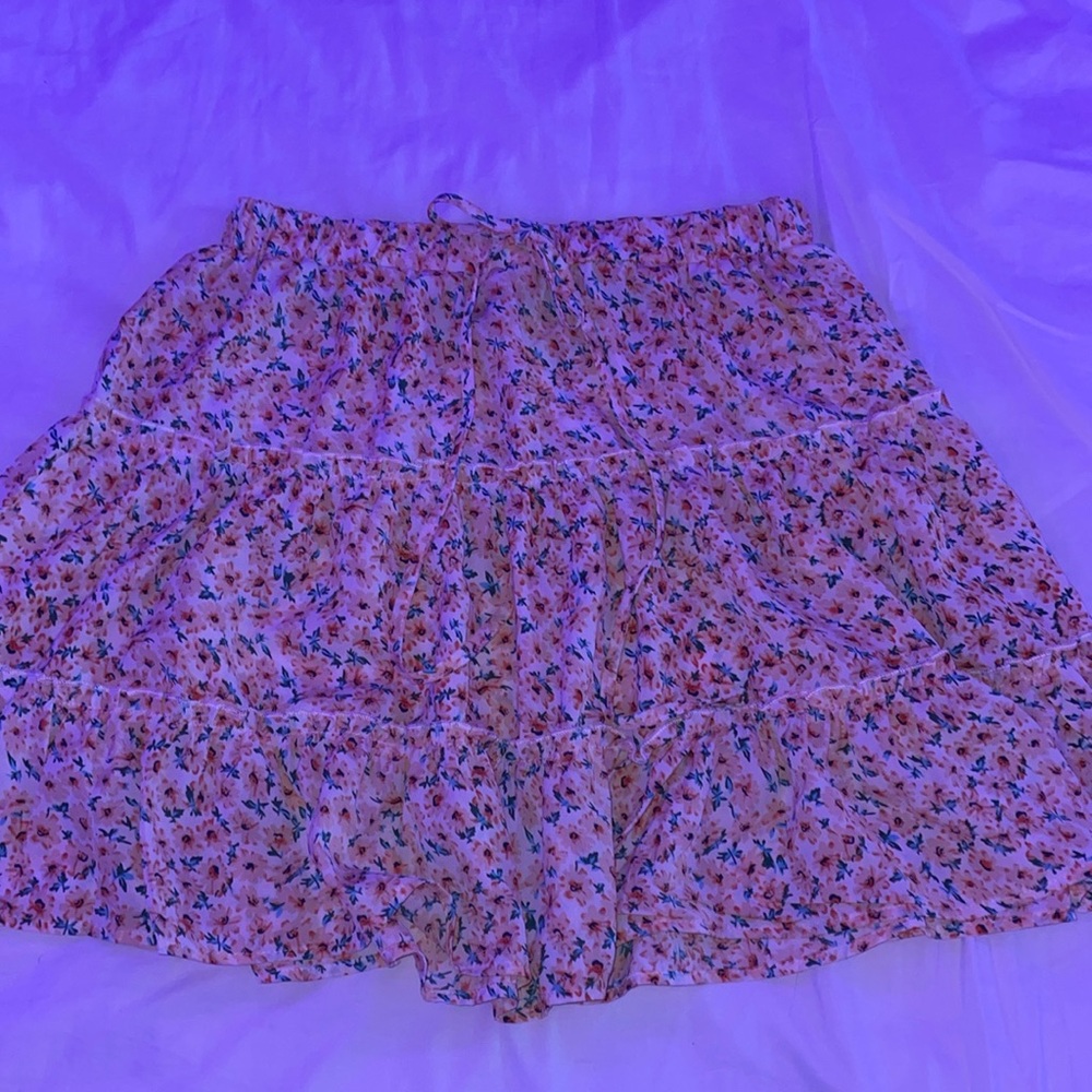 yellow floral mini skirt